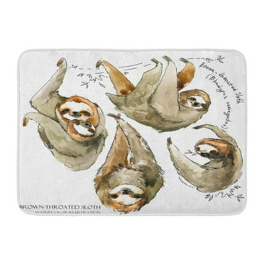 GODPOK Exotic Colorful Beautiful Watercolor Sloth Tropical Animal White Color Head Rug Doormat Bath Mat 23.6x15.7 inch