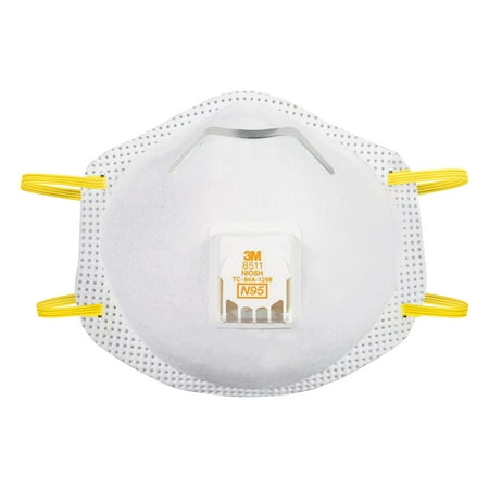 3M 8511 Cool Flow N95 Mask, Valve Respirator, Stretchable, White, 2 Pack