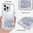 thumbnail image 3 of Entronix iPhone 12/12 Pro Heavy Duty Glitter Case for Girls Women Liquid Bling Sparkle Shining Glitter Luxury Shockproof Quicksand Soft TPU Cover for iPhone 12/12 Pro 6.1" Silver, 3 of 10