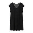 thumbnail image 3 of HUAXUN Women Swimsuits Stylish Solid Color Short Sleeve Cover Up Lightweight Mesh Swimwear Overlay Beach Tunic Y2k Swimsuit V-Neck Flowy Kimono Dress(Solid Color,Black,XL), 3 of 6