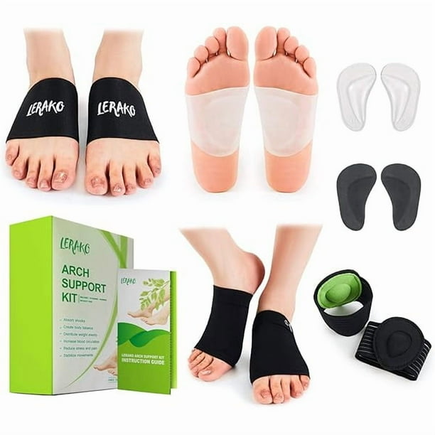 wonima11 Plantar Fasciitis Arch Support Kit-12pcs-Compression Arch Sleeves, Arch Braces, Silicone & Cushioned Arch Supports & Free Insoles, Fast Pain Relief & All Day Comfort, Sizes for Men & Women