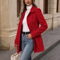 thumbnail image 4 of Edvintorg Womens Trench Coat Solid Color Long Sleeve Loose Long Jacket Turndown Collar Casual Button Down Outerwear with Pocket Woman Clothes Red S-2XL, 4 of 7