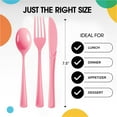thumbnail image 4 of Exquisite Heavyweight Pink Plastic Forks, Spoons & Knives Assortment, Medium Size, 24 Count, 4 of 6