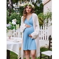 thumbnail image 5 of Oudiya Short Sleeve Maternity Nursing Dress Nightgown with Button Labor and Delivery Gown for Hospital S-XXL, 5 of 6
