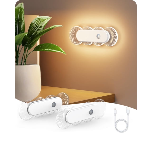 Luz nocturna con sensor de movimiento TAPTIM recargable de 800 mAh (paquete de 2)