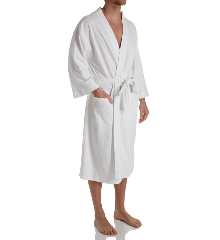 Men's Hanes 5071T Tall Man Solid Waffle Knit Spa Robe (White 8XLT/9XLT