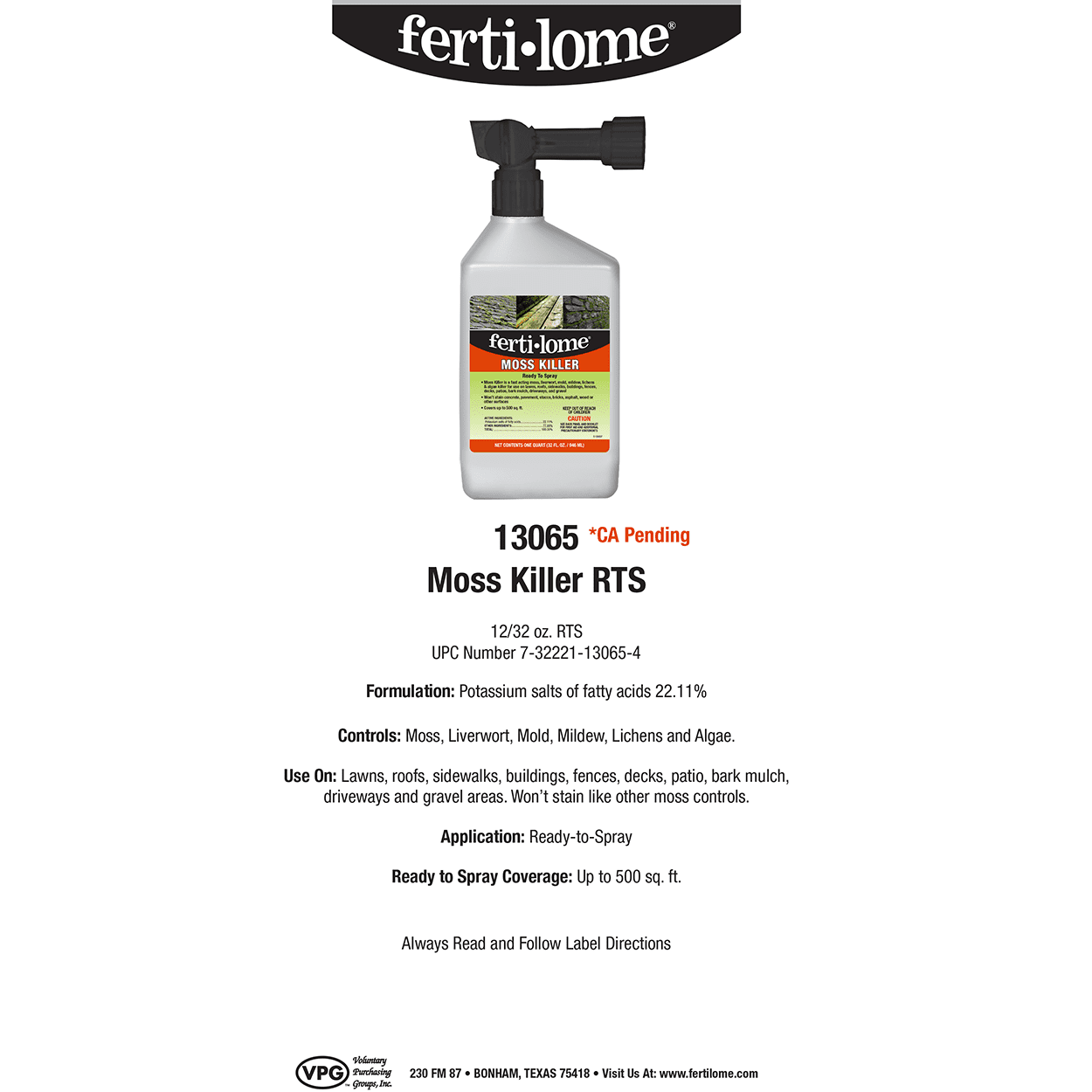 Ferti-lome Moss Killer RTS - 32 fl oz Bottle by VPG