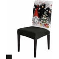 thumbnail image 4 of Chair Covers for Dining Room Set of 6,Gnome Pine Tree Xmas Ball on Gray Stretch Seat Protector Removable Washable Chairs Slipcovers for Kitchen Banquet Wedding Hotel,Winter Fir Leaves Snowflake, 4 of 6