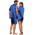 thumbnail image 2 of EKOUAER Couple Matching Pajamas Set Silk Satin Pjs Short Sleeve Sleepwear 2 Piece Button Down Lounge Set, 2 of 6