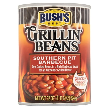 (6 Pack) Bush's Best Grillin' Beans Southern Pit Barbecue, 22 (Best Bbq Baked Beans On The Planet)