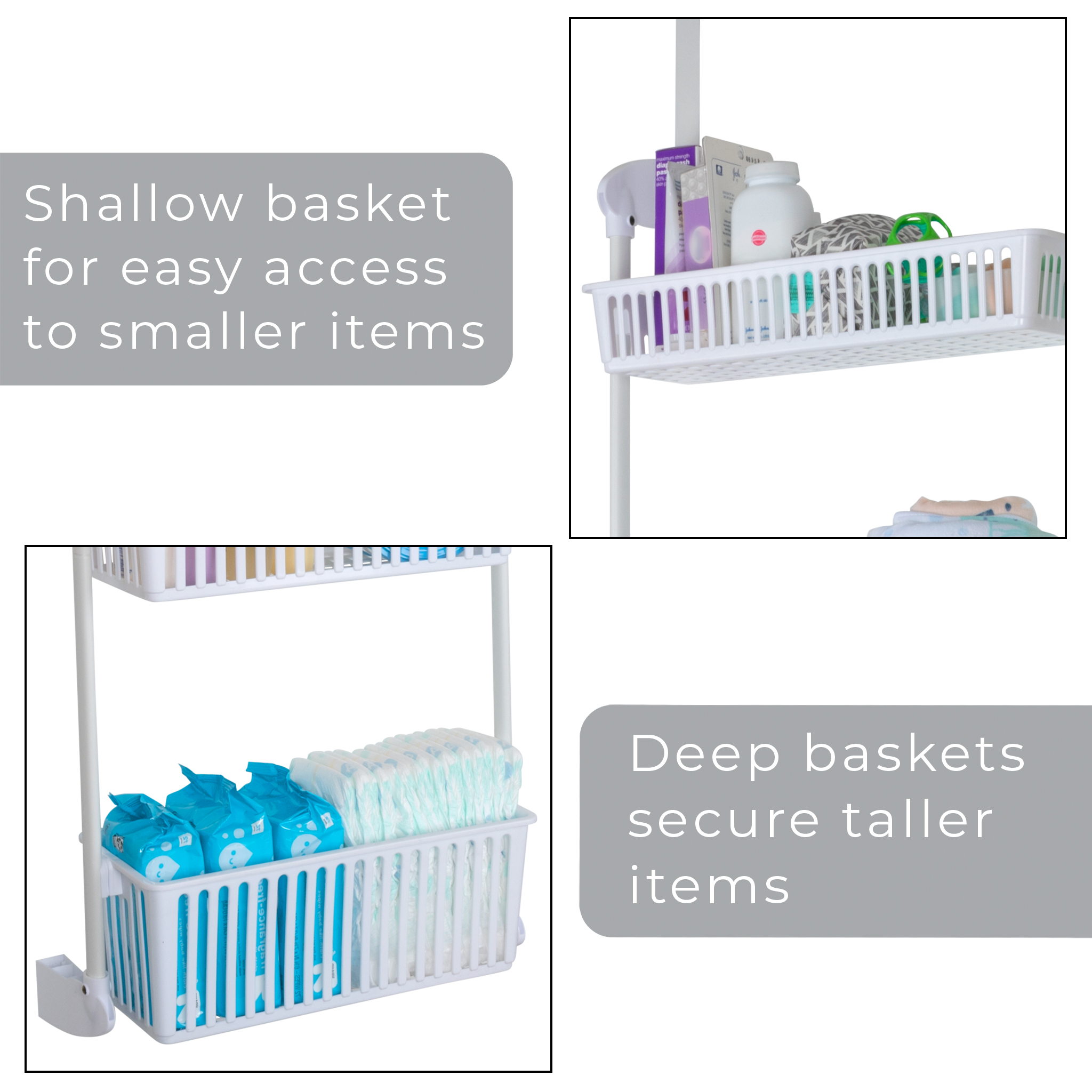 Smart Design 4-Tier Over-the-Door Organizer Pantry Hanging Organizer, White