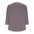 thumbnail image 3 of UYISJ Women's Tops Crew Neck Three Quarter Length Sleeve Blouses Dressy Casual Spring Fall Outfits Pleated Front T Shirts Curved Hem Gray M, 3 of 5
