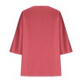 thumbnail image 4 of qucoqpe Womens Plus Size Summer Tops V Neck 3/4 Sleeve Side Slit Shirts Casual Loose Solid Color Blouse Lightweight Comfy T-shirts, 4 of 6