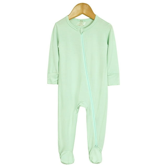Baby Boys Rompers Soft Footed Pajamas Zipper Long Sleeve Jumpsuit for Comfortable Sleep and