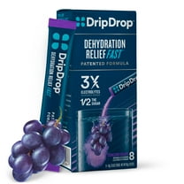 DripDrop Electrolyte Powder Drink Mix for Dehydration Relief Fast, Grape, 0.35 oz, 8 Count Packets