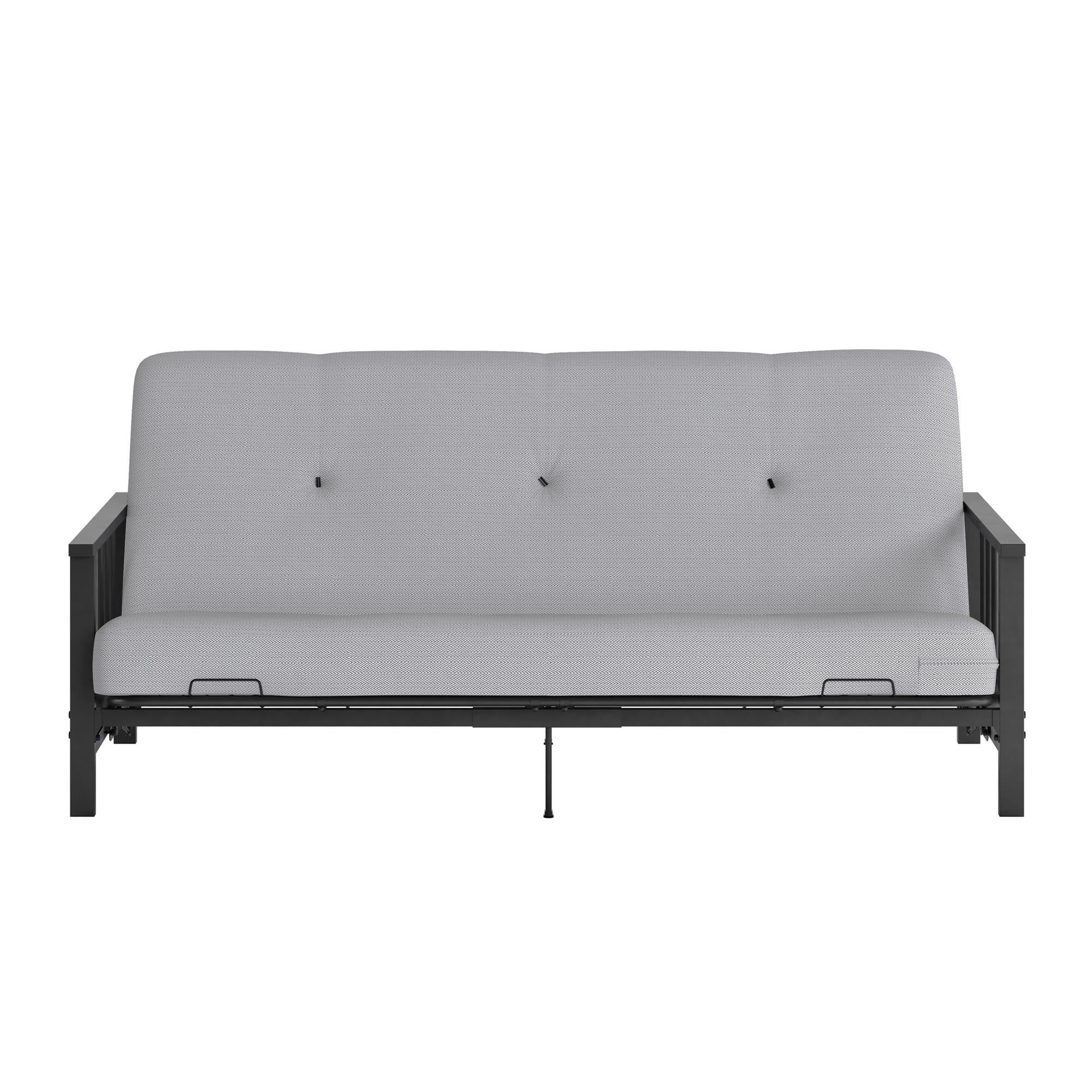 DHP Harlow Full Metal Arm Futon with 6-Inch Thermobonded High Density Polyester Fill Herringbone Mattress