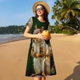 thumbnail image 4 of Rocae Squirrels Eating Peanuts On The Tree for Dresses Summer Casual Ruffle Short Sleeve Cute Crew Neck Flowy Dress with Pockets, 4 of 6