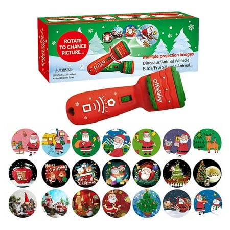 

Torch Projector Projection Lighting Story Torches Light Toy Slide Lamp Educational Learning Bedtime Night Light for Children (21 Images 5 Themes Santa Claus+Reindeer+Snowman+ Xmas tree+Gift)