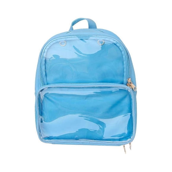 (Blue)Backpack Girls School Rucksack Cute Summer Beach Bag Transparent Windows for DIY Decors