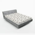 thumbnail image 2 of Ambesonne Owl Lover Fitted Sheet, Autumn Forest Birds Print, Queen Size, Pale Brown Grey White, 2 of 5