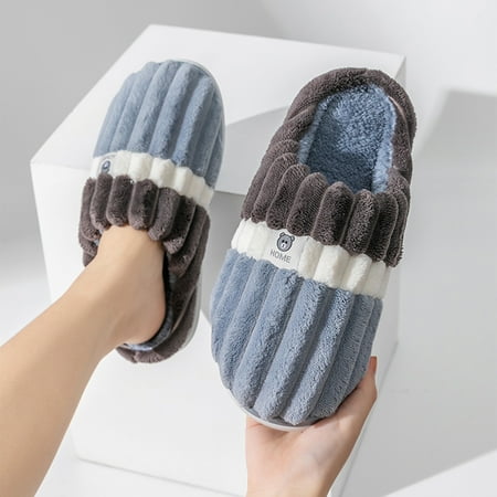 

Aayomet Men s Slippers Suede Slippers for Men Comfortable House Warm Fur Slippers with Memory Foam Anti-Slip Breathable Bedroom Fuzzy Fluffy Shoes for Indoor & Outdoor Use Blue 8