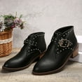 thumbnail image 5 of Viluyesy Womens Ankle Boots, Faux Leather Pointed Toe Wide Calf Fashion Buckle Booties Black, 5 of 8