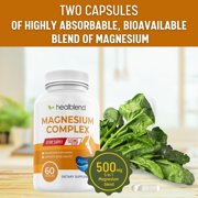 Healblend Multi Magnesium Complex 500mg – 10 Chelated Forms for Sleep, Muscle, Mood & Heart Support – High Absorption – 60 Capsules (2 Pack)