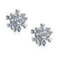 thumbnail image 2 of Bling Jewelry Womens Set of 3 Floral CZ Bouquet Flower Clip-On Earrings for Non-Pierced Rose Gold Silver Plated, 2 of 5