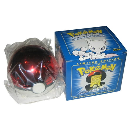 Pokemon Limited Edition 23K Gold-Plated Mewtwo Trading Card w/ Pokeball Toy - (Blue Box ...