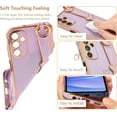 thumbnail image 3 of Samsung Galaxy A14 5G Case with Wrist Strap,Luxury Cute Plating Edge Love Hearts Pattern for Girls Women, Finger Holder Kickstand Soft Shockproof Phone Case for Galaxy A14 6.6",Purple, 3 of 15