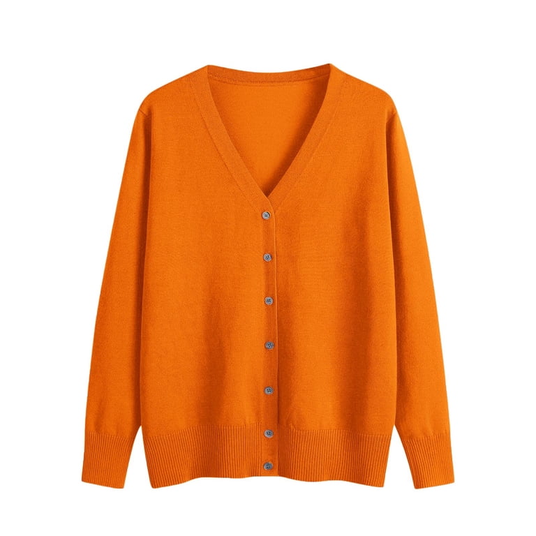 Orange Cardigan for Women, Spandex Jackets for Women, Womens Solid