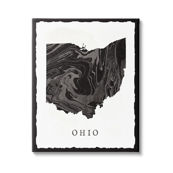 Stupell Industries Industrial Black and Grey Marbled Paper Ohio State Silhouette Canvas Art, 16 x 20, by Lil' Rue