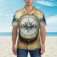 thumbnail image 2 of Susaid Magnetic Old Compass On World Map Print Hawaiian Shirts for Men Women,Hawaiian Summer Short-Sleeve Casual Relaxed-Fit Button-Down,3X-Large, 2 of 7