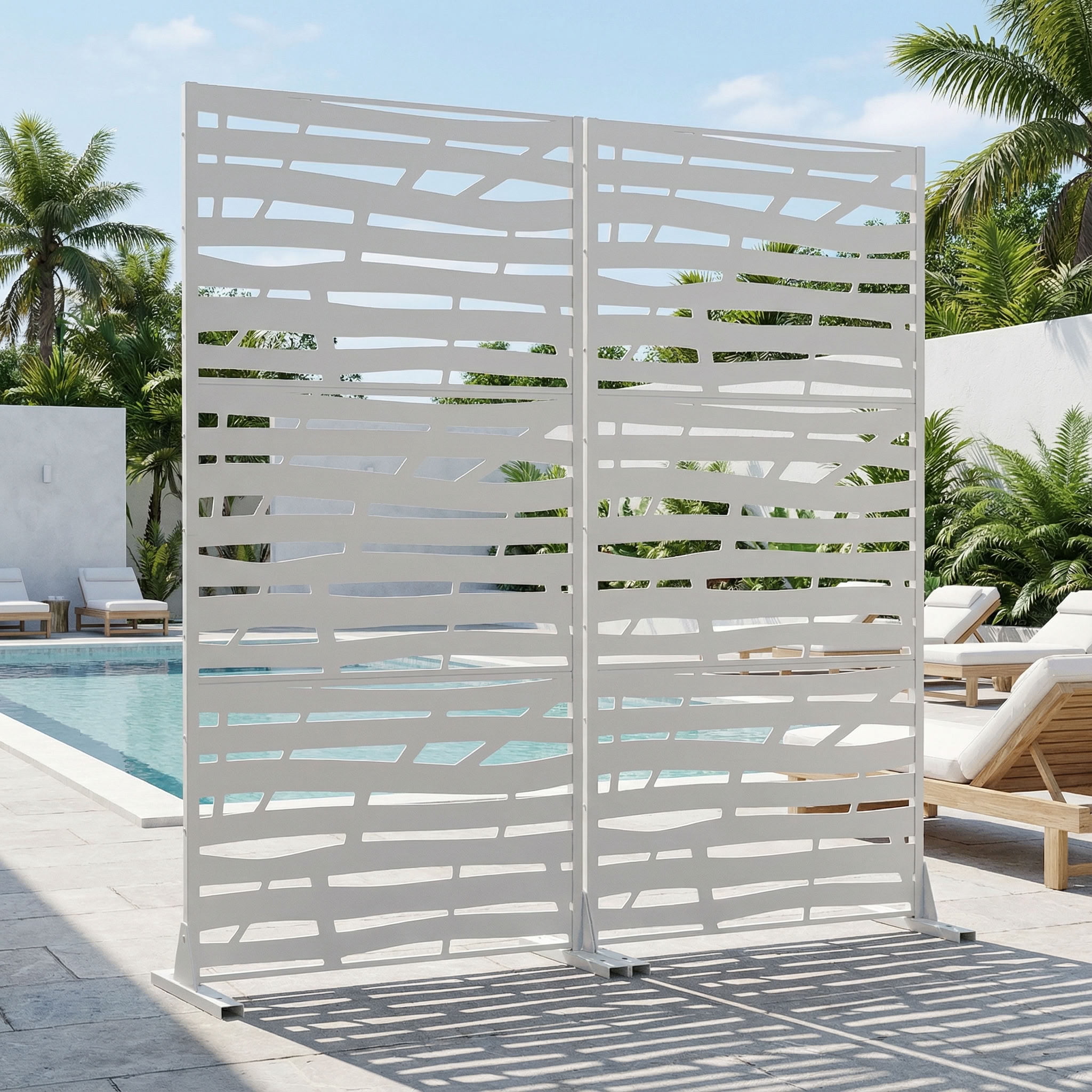 MAYEERTY 72*35in Outdoor Privacy Screen, Modern Style Metal Privacy Panel, Privacy Divider for Patio, Balcony, Garden