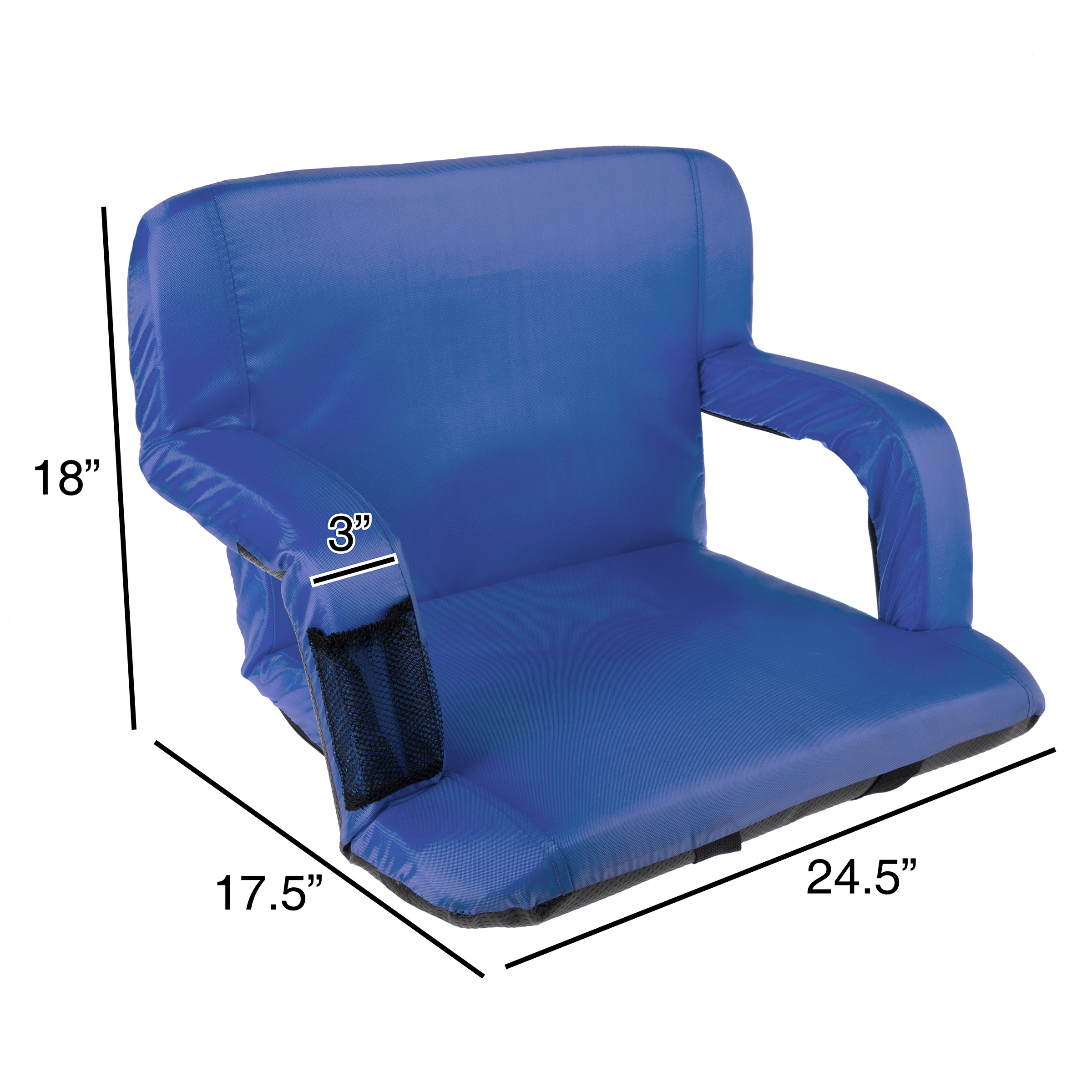 Set Of 2 Black Stadium Seats With Backpack Straps – Padded, 5 Reclining Positions, Water-Resistant