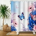 thumbnail image 3 of Butterfly Shower Curtains Flower Plants Printed Chinese Style Polyester Waterproof Fabric Bathroom r Curtains, 3 of 7