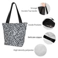 thumbnail image 6 of Gaeub Weave Geometric Printed Tote Bag Grocery Bag Reusable Shoulder Bag with Zip for School Kitchen Park DIY, 6 of 9