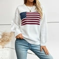 thumbnail image 6 of BXINGOHAI Womens American Flag Sweaters Trendy Long Sleeve Pullover Tops Casual Crewneck Knitted Sweater Outdoor Streetwear Shirts Today Sales White,XL, 6 of 9
