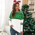 thumbnail image 4 of Women Christmas Print Tops Femael Long Sleeve O-neck Splicing Tee Spring Autumn Slim Tops, 4 of 8