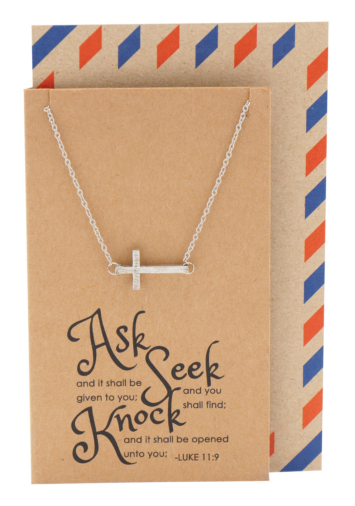 Quan Jewelry Religious Christian Sideways Cross Crucifix Necklace with