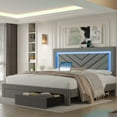 thumbnail image 4 of Fastroby Full Upholstered Bed Frame with LED Headboard & Storage Drawer, No Box Spring Required, 4 of 11