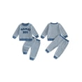 thumbnail image 2 of Loicainy Baby Toddler Boy Fall Clothes Set 6 12 18 24 Month 2T 3T Long Sleeve O Neck Letter Embroidery Striped Sweatshirt Jogger Pants Outfits, 2 of 9