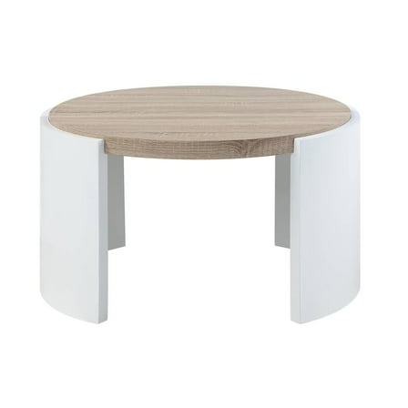 Acme Furniture Zoma Coffee Table, White High Gloss & Oak Finish