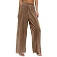 thumbnail image 2 of TANBOM Women's Summer Wide Leg Relaxed Fit Casual Pleated Polyester Pants Khaki Size XL, 2 of 4