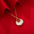 thumbnail image 4 of 14K Gold Real Natural Jade Fortune Lock Necklace, Small Gold Lock Pendant, Elegant Jade Jewelry Gift for Her Good Luck, 4 of 5