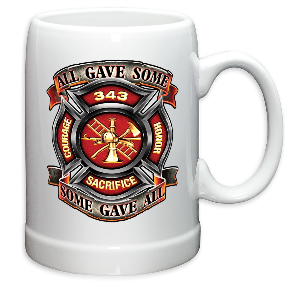 German Beer Stein “ Firefighter Gifts for Men or Women “ Fire Honor Courage Sacrifice 343... by