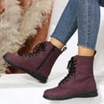 thumbnail image 5 of jsaierl British Style Solid Color Lace-up Boots Side Zip Casual Wedge Heel Women's Boots, 5 of 8
