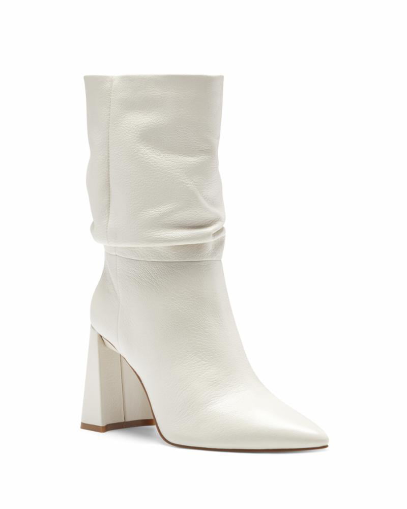 Vince Camuto AMBIE Slouch Pointed Toe Boot FLUFF White Block Heel ...