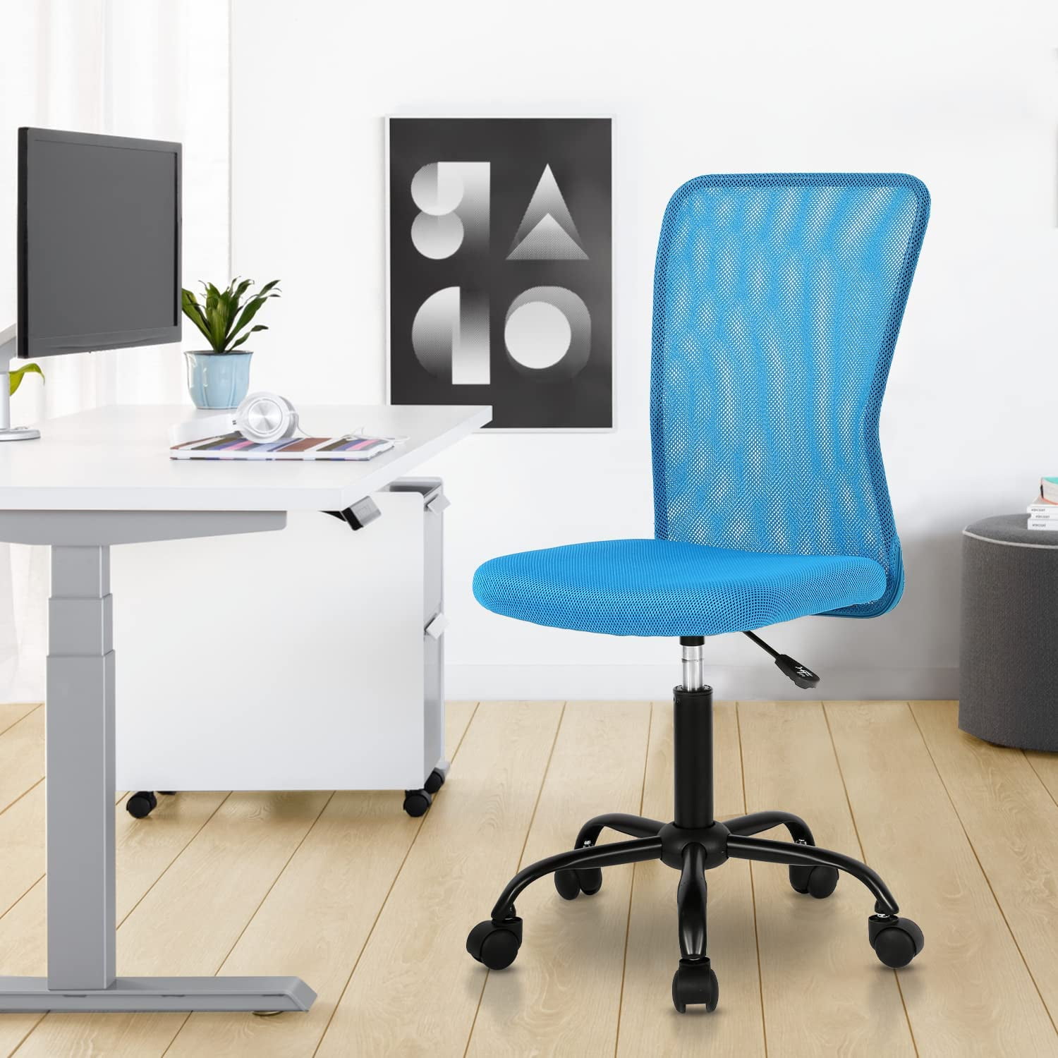 NiamVelo Executive Mesh Office Chair Armless Computer Chairs Adjustable Desk Chair with Lumbar Support for Adults, Blue