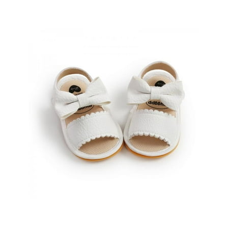 

SUPERHOMUSE Summer Baby Girls Cute Bowknot Toddler Shoes Sandals Baby First Walkers 0-18 Months